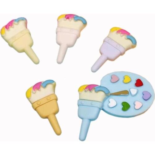 50Pcs Kawaii Resin Paint Brush Flat Back Cabochon Scrapbooking For Phone Case Decoration DIY Play Toy for Dolls Accessories