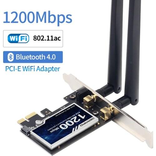 Wireless AC1200 Dual Band 1200Mbps PCI-E Wifi Adapter 802.11ac Wi-fi PCI Express Antenna Card with Bluetooth 4.0 For Desktop PC