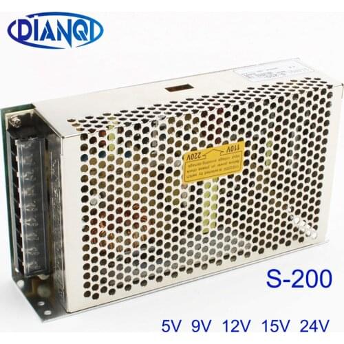 DIANQI Single Output Switching power supply for LED Strip light S-200W 5V 9V 12V 15V 24V ac dc unit converter S-200-15 S-200-9