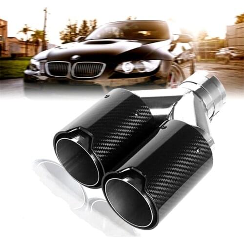 1pc M Logo Y Double Outlet 93mm For Bmw Car Muffler Refitted Exhaust Pipe Carbon Fiber Tail Throat