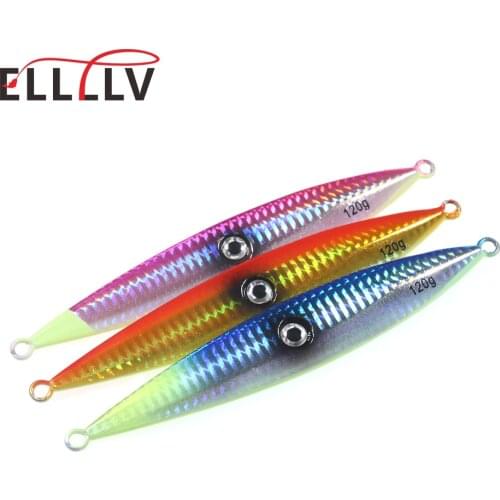 Elllv 1PC 15cm/120g Metal Jig Fishing Lure /Luminous Jigging Fish Sea Bass Fishing Lure Artificial Bait 3 Colors