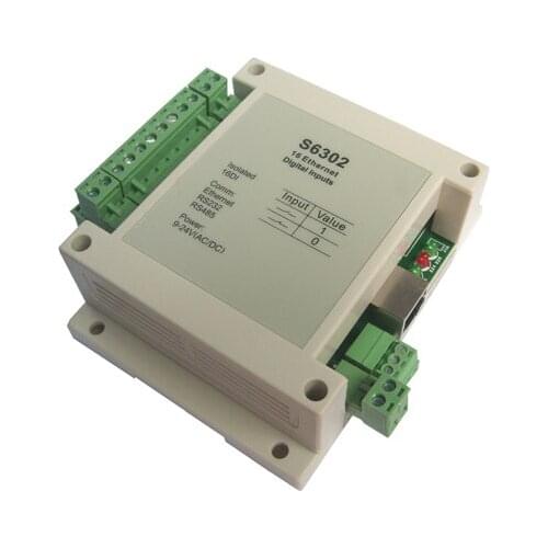 Ethernet 16DI isolated digital input module, Modbus TCP IP and RS232/RS485 Modbus protocol