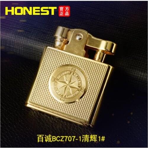 Honest Kerosene Lighter Pure Copper One Button Press Ignition Gasoline Oil Lighter Outside Tool Men Business Gift