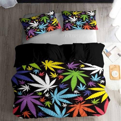 HELENGILI 3D Bedding Set Color hemp leaves Print Duvet Cover Set Lifelike Bedclothes with Pillowcase Bed Set Home Textiles