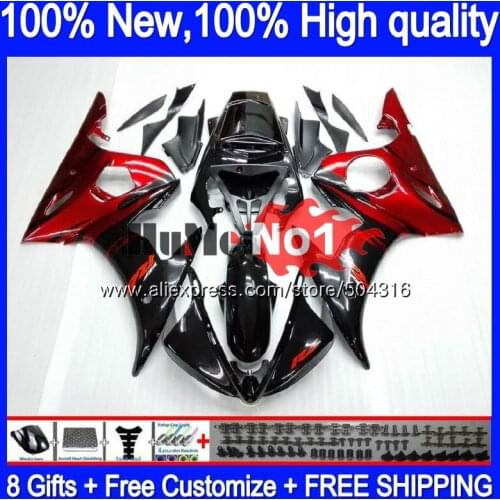 Body For YAMAHA YZF600 YZF R6 600CC YZF 600 R 6 CC 5MC.3 YZF-600 YZF-R6 2003 2004 2005 YZFR6 03 04 05 Red flames Fairings