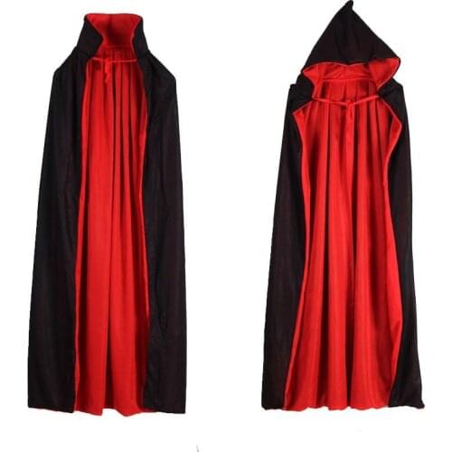 Halloween Costume Adult Black Double-sided Vampire Death Cloak Ghost Pirate Demon Cloak Children Cosplay Clothes Halloween Decor
