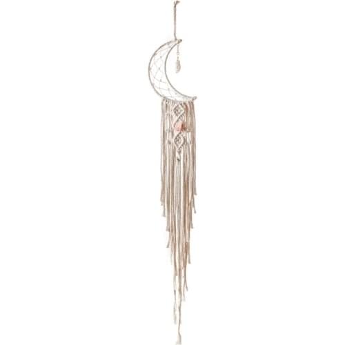 Macrame Wall Hanging Moon Dream Catcher Hand-Woven Tapestry Crystal Stone Pendant Moon Dream Catcher Birthday Gift