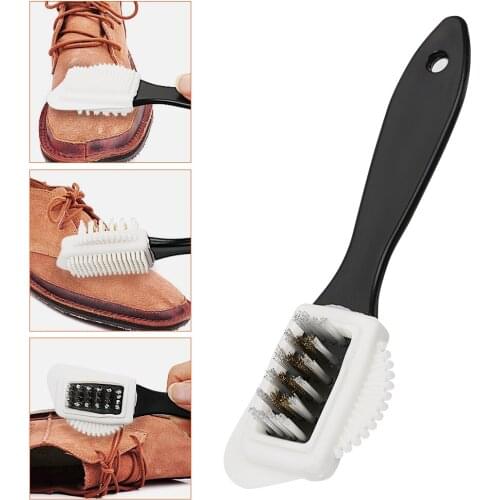 Silicone Copper Wire Shoes Brush For Nubuck Suede Boot Shoes S Shape Cleaning Tool 3 Sides Shoe Brush Multifunction