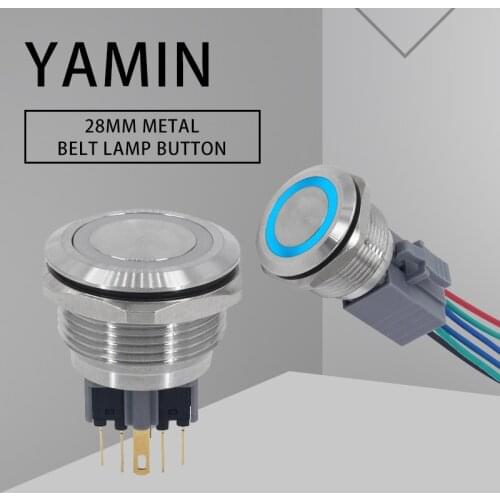 28mm DIY Metal Push Button Switch Lamp Latching/Lock Momentary Power Supply Start-up With Light Waterproof Car Modification