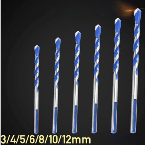 1PCS Blue 3mm To 12mm Multifunctional Glass Drill Bit Twist Spade Drill Triangle Bits For Ceramic Tile Concrete Glass Marble