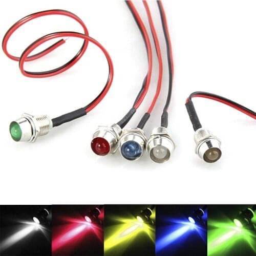 Prewired Lamp Bulb Set With Bezel Holder 5pcs For Motorbike Motorcycle 5mm 12V DC Ultra-Bright LED Indicator Light