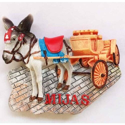 QIQIPP Creative Crafts Refrigerator affixed to the Spanish Mijas donkey cart tour souvenir accompanied by a hand-held letter