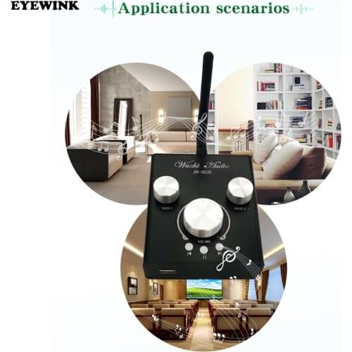 ZK-502E 50W * 2 high bass adjustment front audio amplifier module subwoofer Bluetooth 5.0 dual channel stereo aluminum case