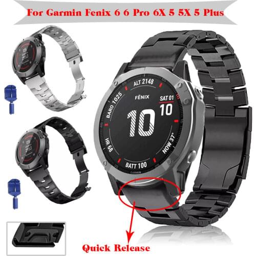 Watchband 26 22MM For Garmin Fenix 5 5X 3 3HR 6X 6Pro MK1 Watch Stainless Steel+Premium Titanium Alloy Easyfit Wrist Band Strap