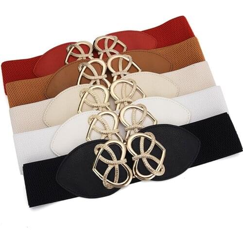 2021 Luxury Fashion Belts For Women Alloy To Buckle Elastic Belts Narrow Dress Decorative Fashion Dress Waist Seal Black Cintos