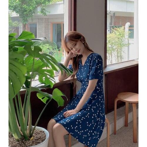 S-XL New New Summer Dress Girls Boho Party Chiffon Female Vintage Dress oversize Short Sleeve Women Dresses Robe Vestido