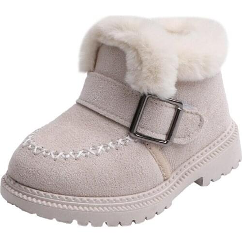Winter Children Snow Cotton Plush Warm Shoes Boys Girls Soft Bottom Non-slip Cotton Shoes Plus Velvet Kids Snow Shoes