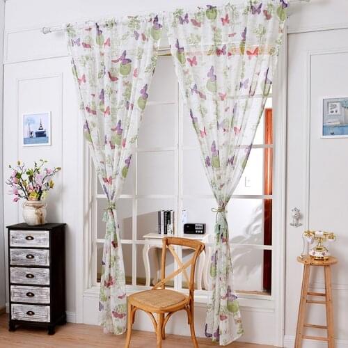 Beautiful Butterfly Printed Window Tulle Curtains For Bedroom Living Room Kitchen Home Decorative Window Screening