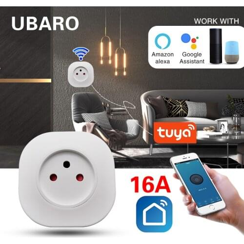 UBARO Israel Standard Tuya Smart Wifi Socket App Remote Control Voice Support Google Home Assistant Alexa Plugs AC100-240V 16A