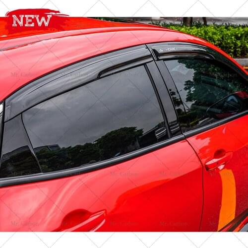 CARBON WIND DEFLECTOR VISOR RACING FOR CIVIC FK8 TYPE R HATCHBACK MUGEN-STYLE CARBON FIBER DOOR RAIN BROW TRIM FOR FK8