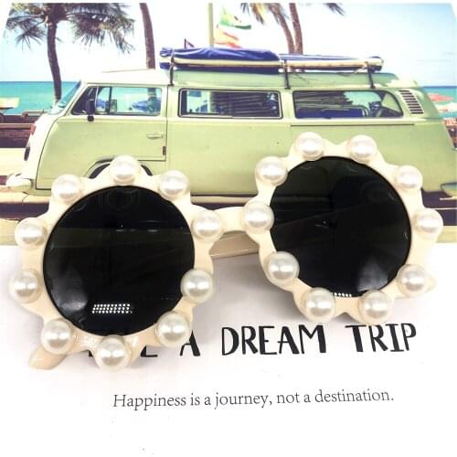 ZAOLIHU Gorgous Pearl Baby Sunglasses Unique Handmade Baby Eyewear UV400 Summer Cute Sun Glasses Round Girls Gafas De Sol