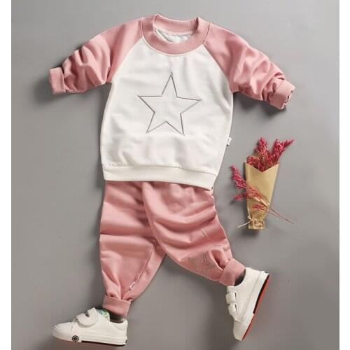 Baby girls Spring Summer Kids Boys Clothes Set Casual Childrens Set Soft Pink Baby Girl Autumn Set Leaf Tops & Pants Kids Set