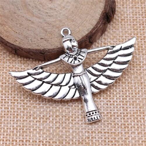 WYSIWYG 2pcs 42x56mm Pendant Winged Woman Egyptian Goodness Charm Pendants For Jewelry Making Egypt Goodnesspendants