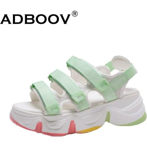 ADBOOV Rainbow Sole Platform Flat Sandals Women Thick Sole Summer Shoes