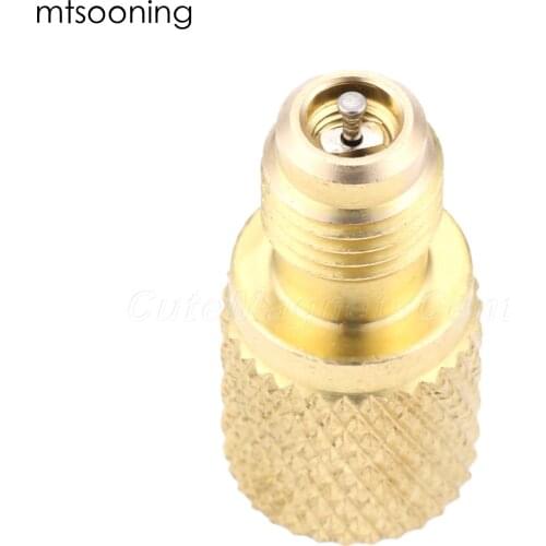 1pc R134a ACME A/C Pipe Fitting Coupler Adapter 1/4" Male To 1/2" Female W/Valve Core For R134A Refrigerant Tank Brass