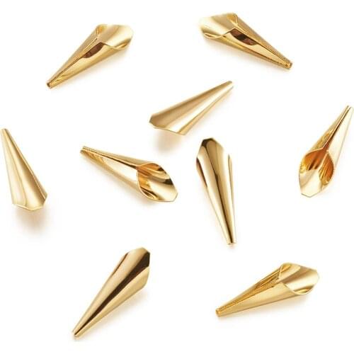 10Pcs Real 18K Gold Plated Brass Bead Cones Bead Caps for Jewelry Making DIY End Beads Earrings Bracelet Necklace Accessories