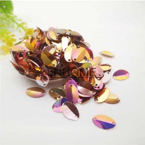 1000pcs 8*13mm Cup Oval Folded Sequins Horse Eyes Shape For Crafts Paillettes Wedding Sewing Accessories Rose Red Plated