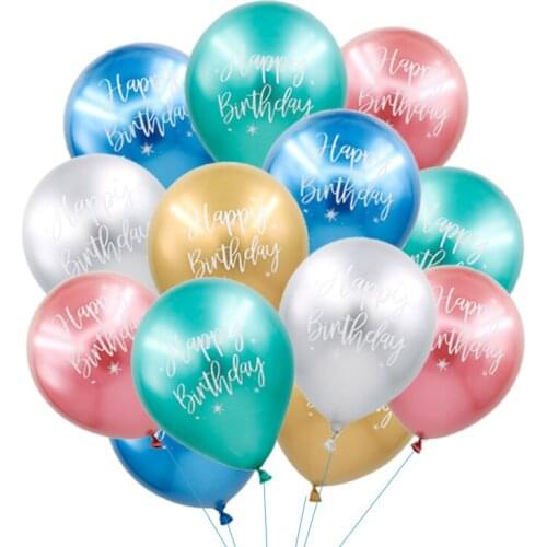 15 Pcs/set 12 Inch Rose Gold Printing Metal Latex Balloon Happy Birthday Party Decoration Supplies Baby Shower Kid Toy