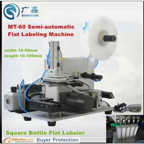 2018 MT-60 semi automatic flat bottle labeling machine Semi automatic plane bottle adhesive sticker surface labeling Machine