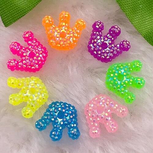 60Pcs 12mm Crown Resin AB Color FlatBack Scrapbook Appliques Decoration DIY