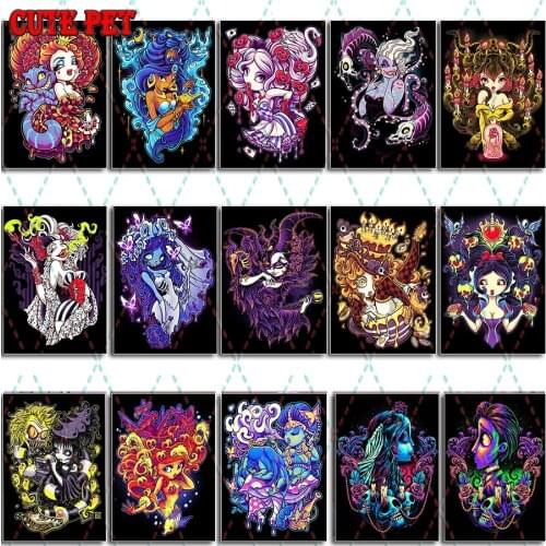 DIY Diamond Painting Cartoon princess Cross Stitch Diamond Embroidery Patterns Diablo Punk steam girl rhinestones Mosaic decor