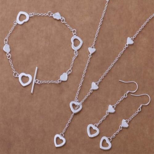 AS065 Hot sterling silver color color Jewelry Sets Bracelet 130 + Necklace 560 + Earring 186 /acvaiuca ajiajapa