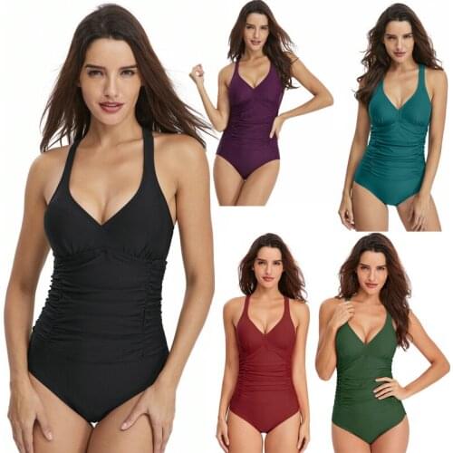 One Piece ladies Swimsuit Women Swimwear Slimming solid Bathing Suit backless Swimming Suit Beachwear купальник женский 2021