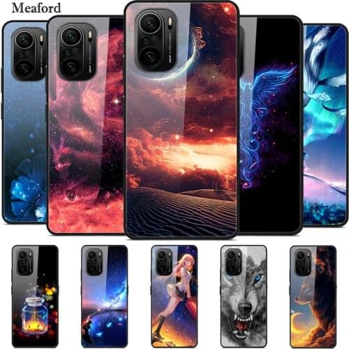 For Xiaomi Poco F3 Case Tempered Glass Hard Phone Case Luxury Coque For Poco F 3 Protective Bumper Shockproof Fundas Carcasa F3