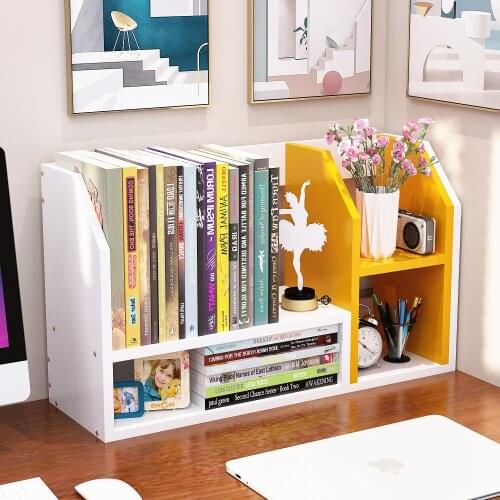 Childrens Simple Modern Desk Small Bookcase Shelving Desktop Multilayer Storage Office Home Cube Storage Shelves Organizer