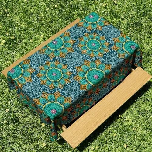 Mandala Tablecloth Memories Indian Hippie Bohemian Psychedelic Peacock Table Cover for Dining Room Kitchen Decor