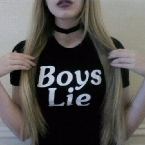 Boys Lie Letter Print T Shirt Fashion Clothing T Shirt Summer Style Tops Women Casual Tees Tumblr Graphic Hipster Tshirt
