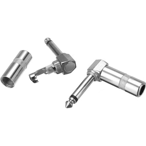 Newest 4pcs 1/4 Inch L-shape Mono Speaker Plug Nickel Plated 6.35mm Jack Right Angle Male Mono Phone Plug Guitar Audio Connector
