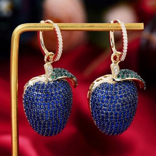 Jimbora Elegant Luxury Lucky Strawberry Pendant Earrings Jewelry For Women Bridal Wedding Party Show Girl Daily Accessoriess