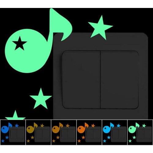 Cute Musical Note Light Switch Sticker Glow in the Dark Wall Sticker for Music Tranining Room Kids Bedroom Home DIY Decoration