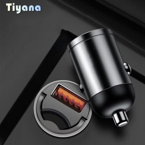 Zinc Alloy Mini Quick Charge Single USB Car Invisible Smart Cigarette Lighter 30W Fast Charging for Mobile Phone with LED Light