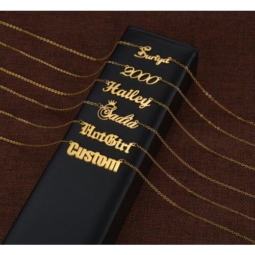 Acheerup Fashion Stainless Steel Necklace Custom Name Letters Personalized Font Style Chocker Pendant Gold Jewelry Women Gift