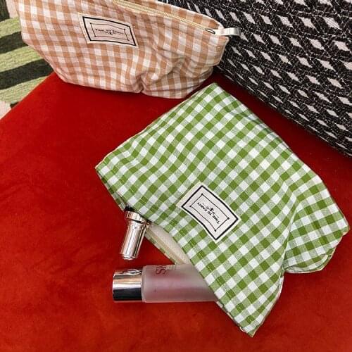 Fashion Travel Plaid Cosmetic Cloth Bags Organizer Women Retro Makeup Bag Female Necessity Beauty Handbag Purse
