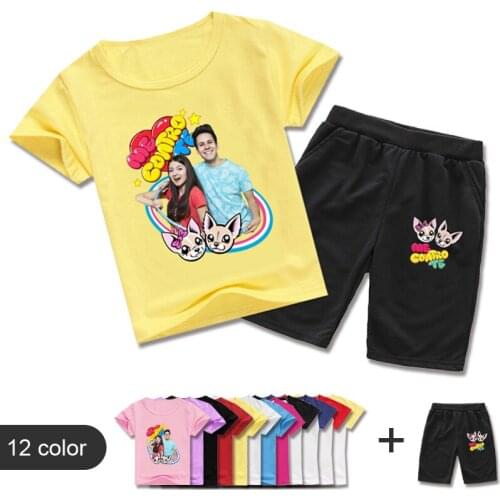 2021 New Casual Summer Wear Cartoon Me Contro Te T-shirt Tops + Shorts Pajamas Set Boy Girl Christmas Clothes Cartoon Baby
