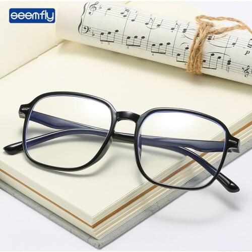 Seemfly Anti-blue Light Myopic Glasses Fashion Personality Anti-radiation Prescription Glasses Unisex With Diopter -0.5 to -6.0