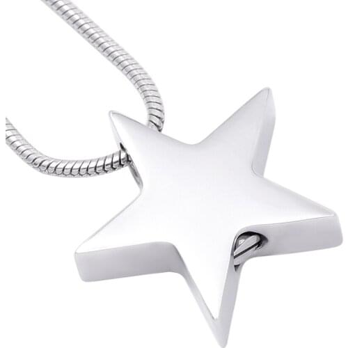 Cremation Pendant for Ashes High Polished 316L Stainless Steel Blank Engravable Star Memorial Ashes Urn Holder Keepsake Necklace